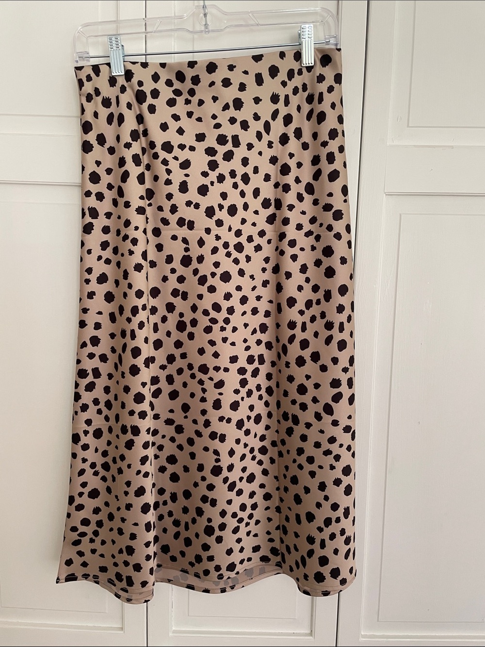 Beige and Brown Leopard Print A-Line Skirt